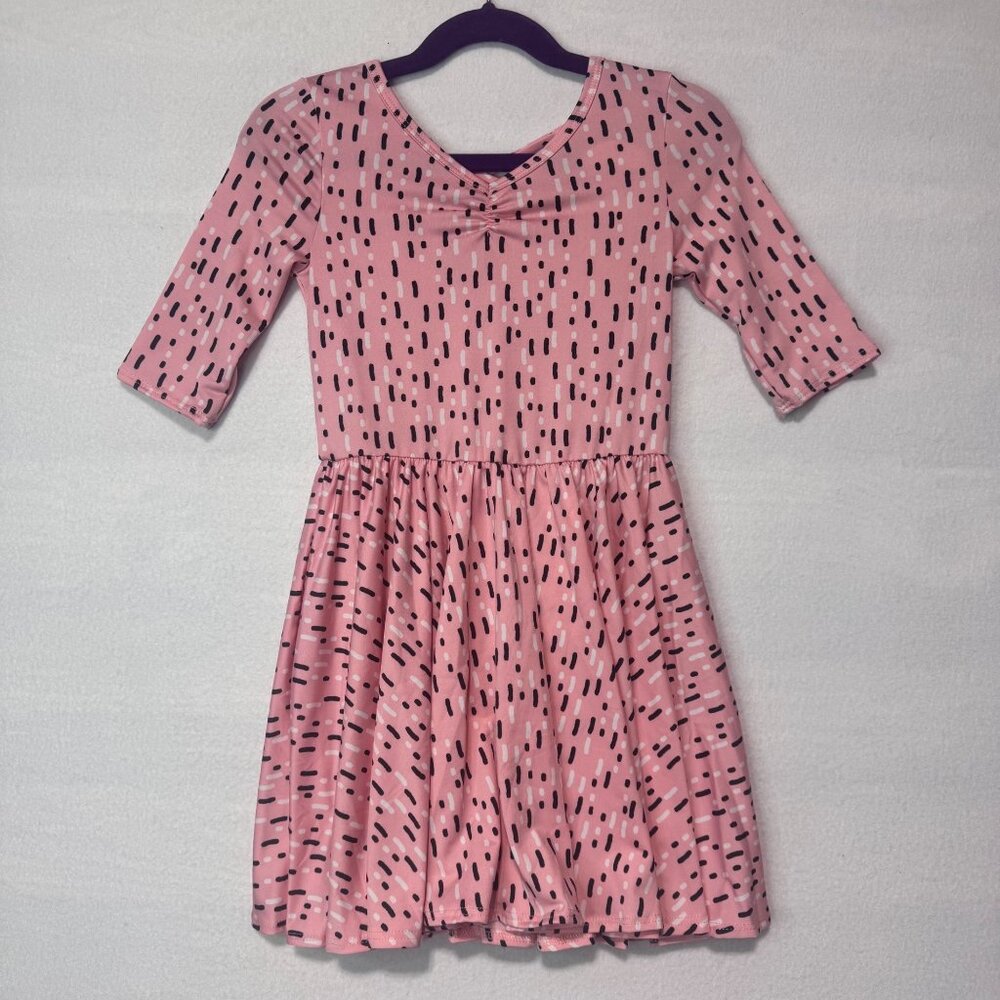 Dotdotsmile Dress Size 5/6 Pink With Black and White Dashes New with Tags